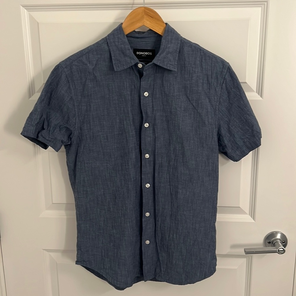 Bonobos Stretch Riviera Short Sleeve Shirt Dark Chambray